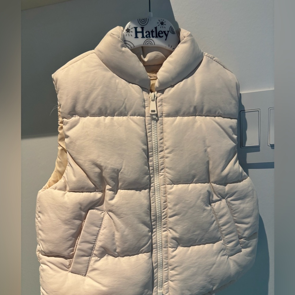 Zara Cream Quilted Vest with High Neck